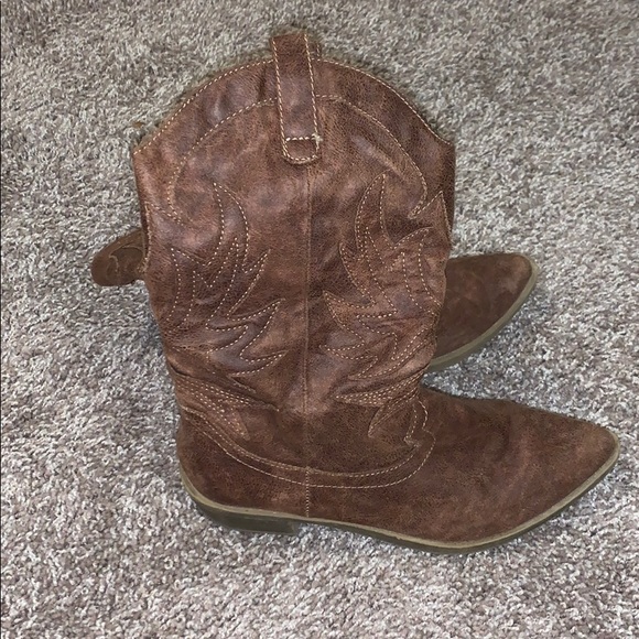 Faux leather cowboy boots